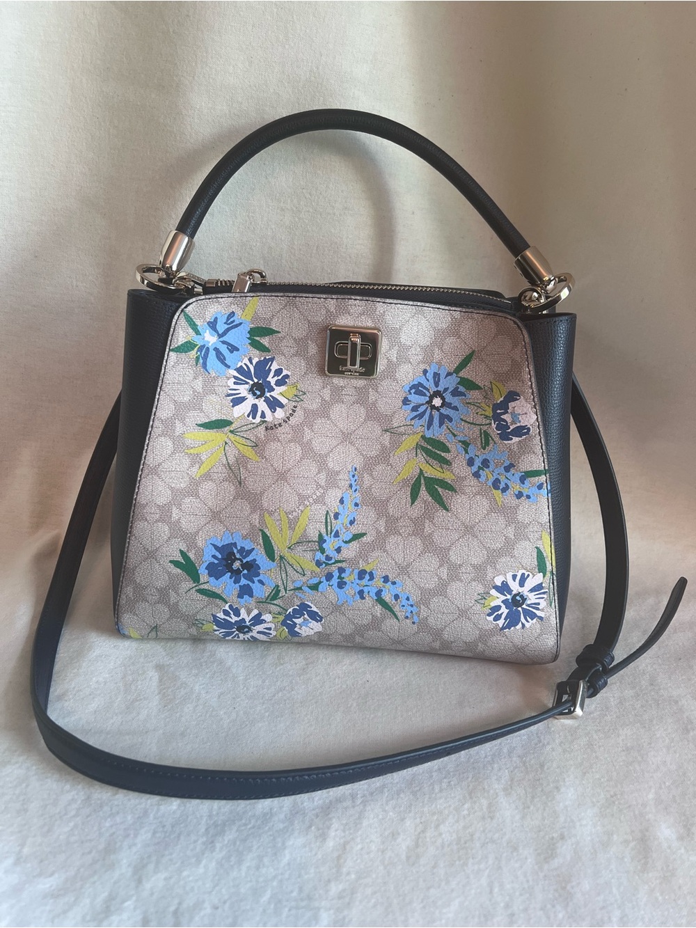 kate spade Floral Top-Handle Satchel in Blue, Green, Black